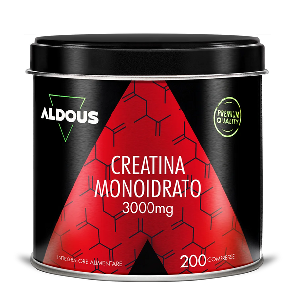 Barattolo di creatina in compresse. Creatina monoidrato. 200 compresse.