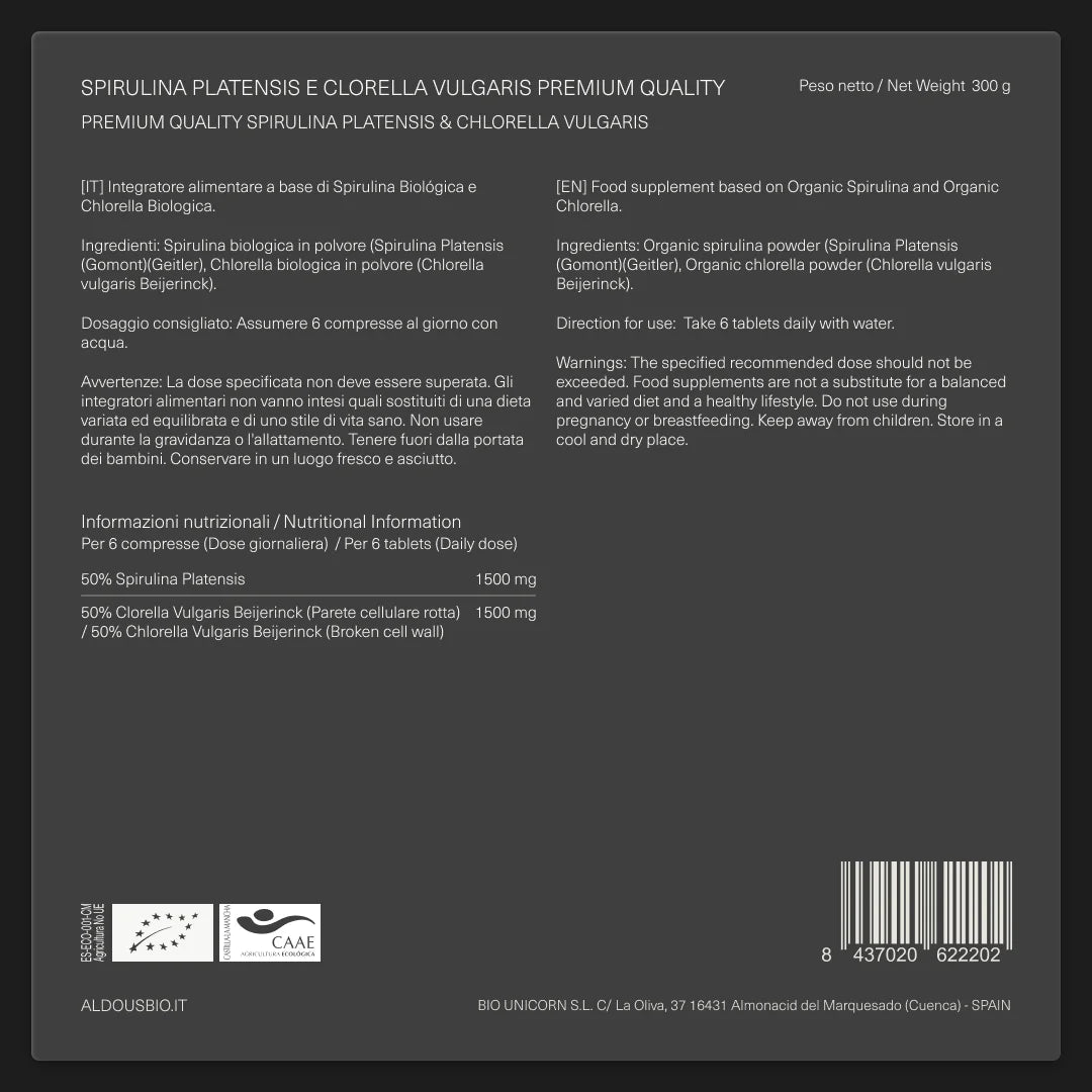 Mix di Spirulina e Clorella Biologica