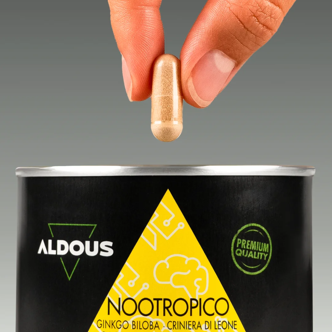 Nootropico con Ginkgo Biloba, Criniera di Leone, Caffeina, Bacopa, Tirosina, Teanina e Huperzia Serrata