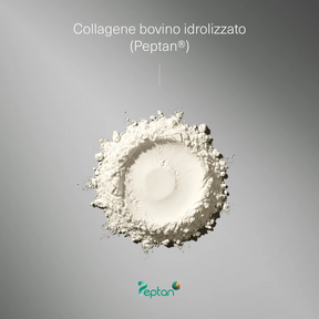 Collagene bovino idrolizzato Peptan in polvere bianca.