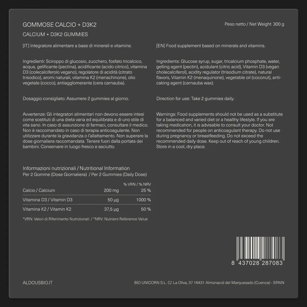 Vitamina D3K2 + Calcio Gummies