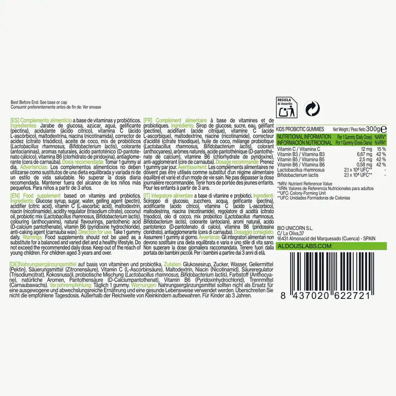 Probiotici con Vitamine per bambini in caramelle gommose
